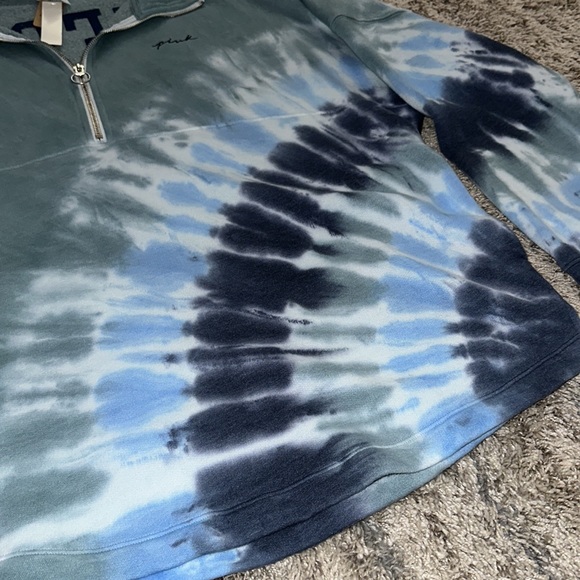 NWT Victoria's Secret PINK Varsity Oversized Half Zip Sweatshirt - Picture 3 of 14